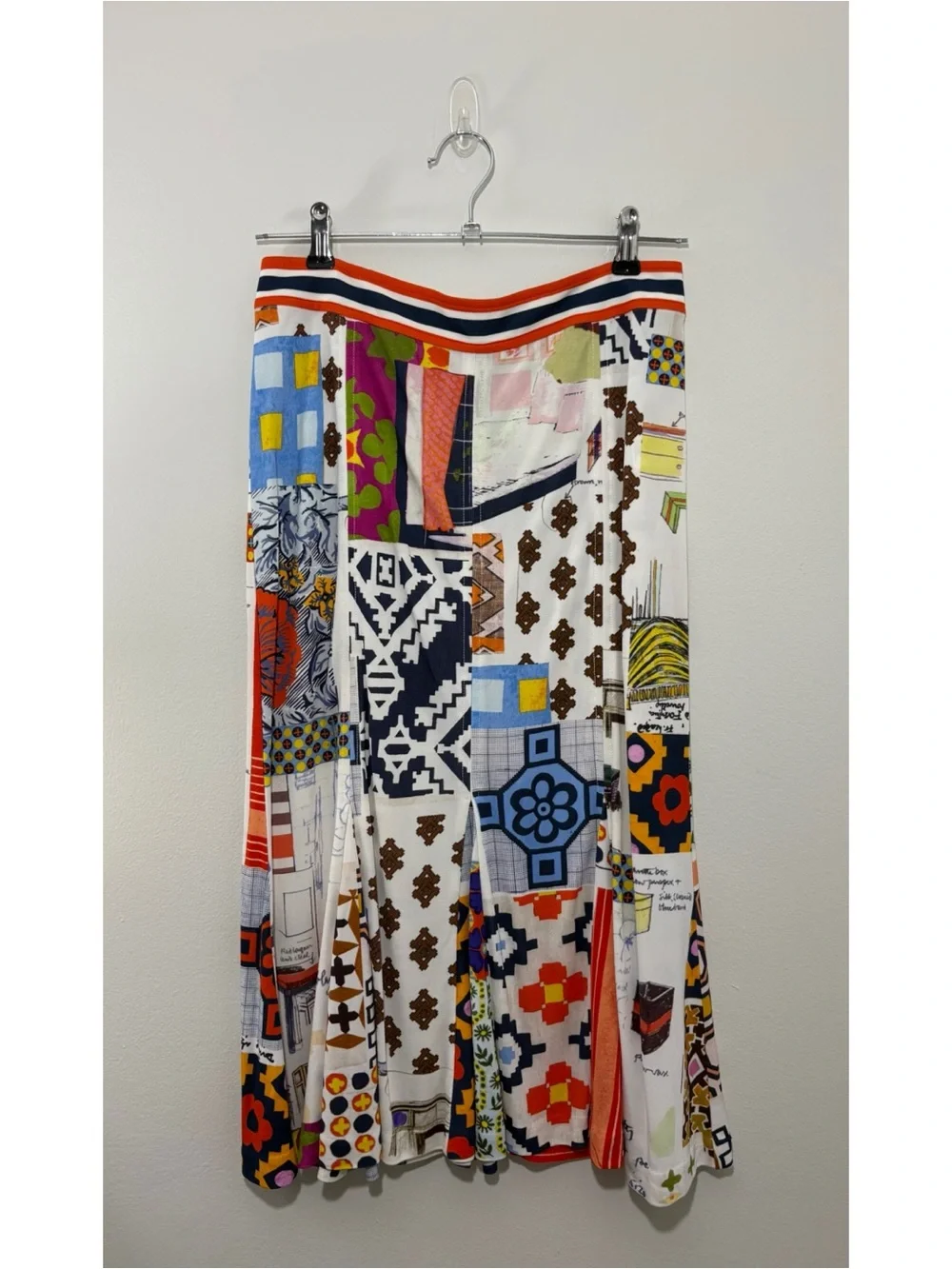 Tory Burch multi color mixed media knee-length flare skirt (small)